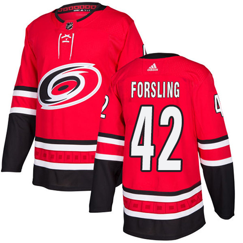 Adidas Hurricanes #42 Gustav Forsling Red Home Authentic Stitched Youth NHL Jersey